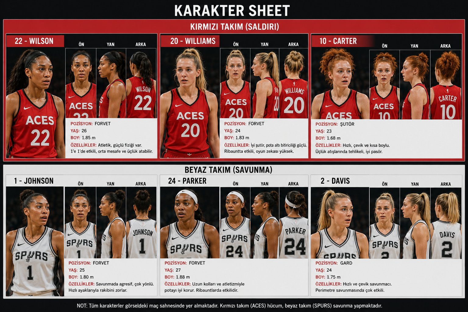 1 · Karakter sheet (6 oyuncu)