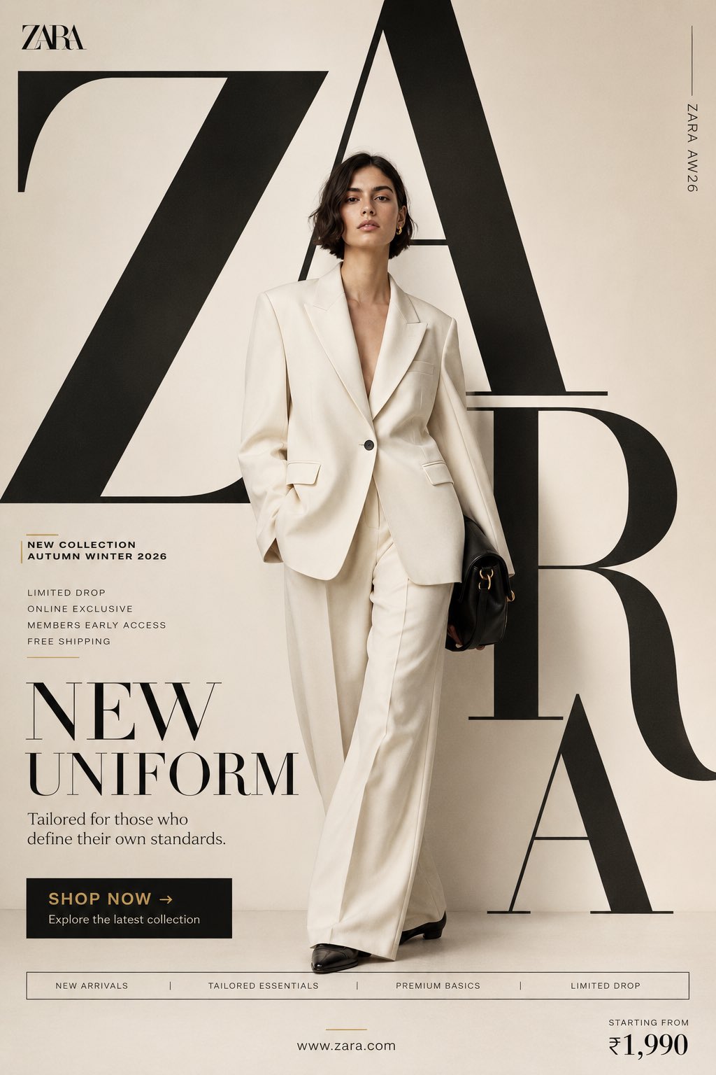 Lüks Moda Markası SMM Posteri — ZARA · MANGO · H&M (Şablon)
