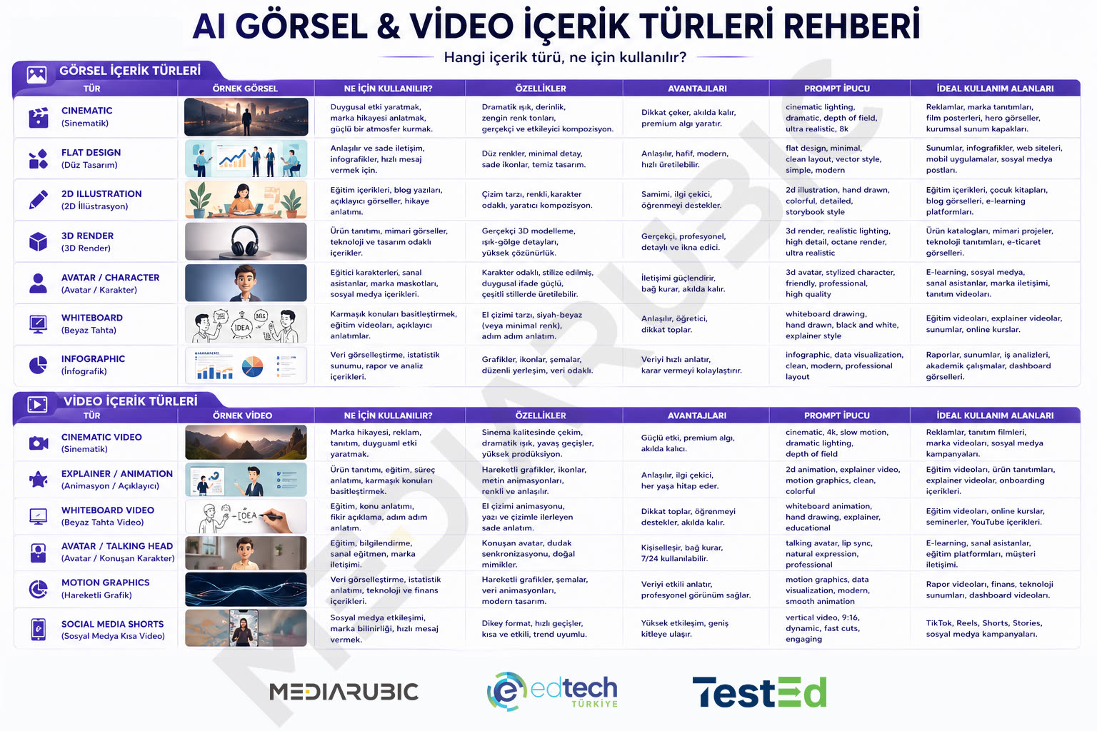 AI Görsel & Video İçerik Türleri