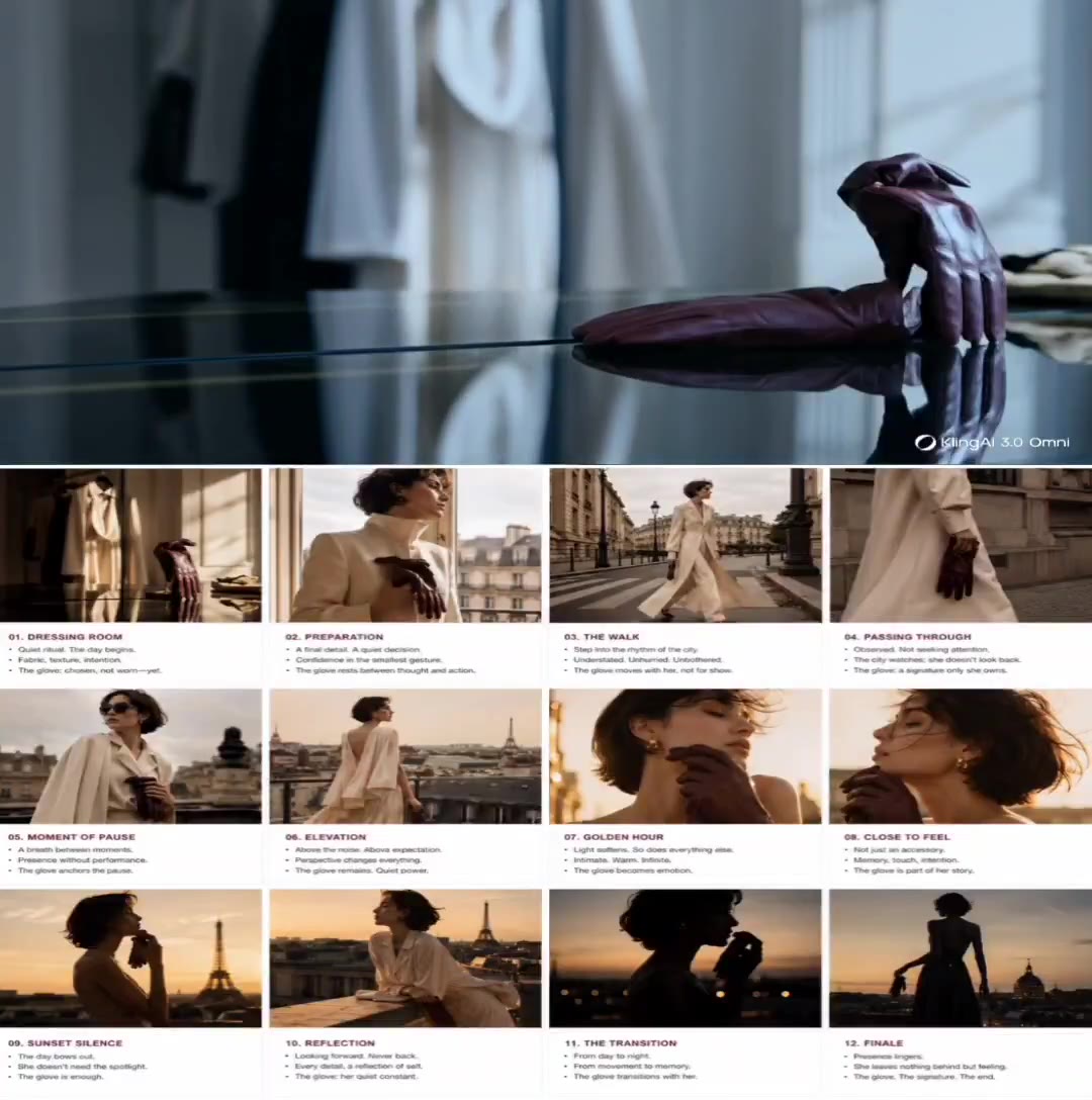 Lüks Moda Editoryal — Storyboard'dan Videoya (12 Kare)