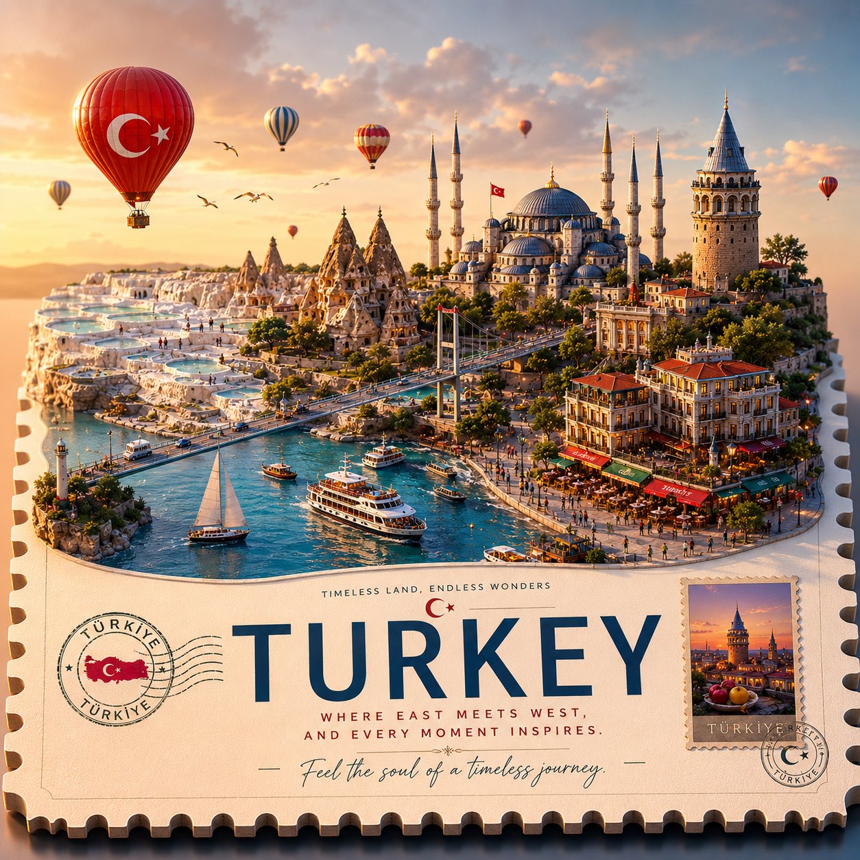 Yüzen İzometrik Seyahat Posteri (Şablon)